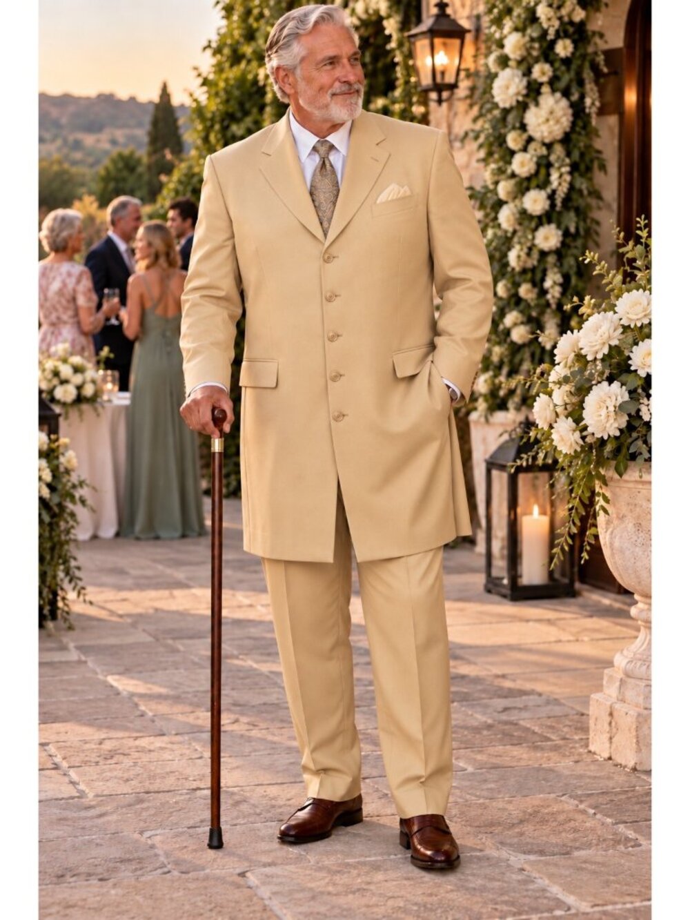 Valentino Ferrel Italy Mens 2-Piece Suit Size 50R Cuffed Pleated GUC